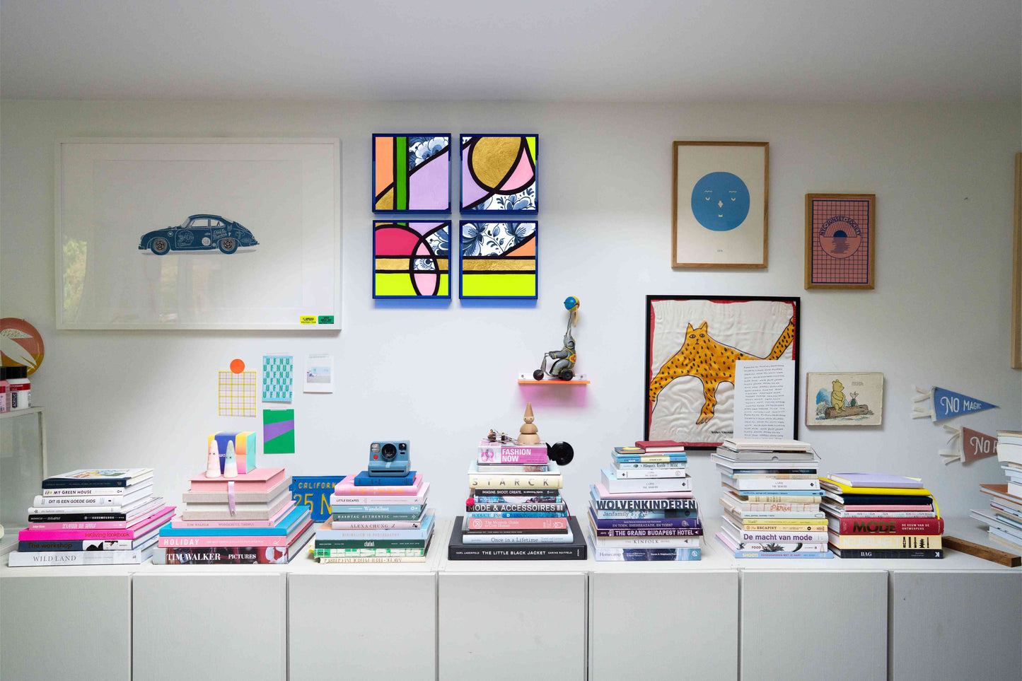 Vierluik Delftsblauwe bloemen