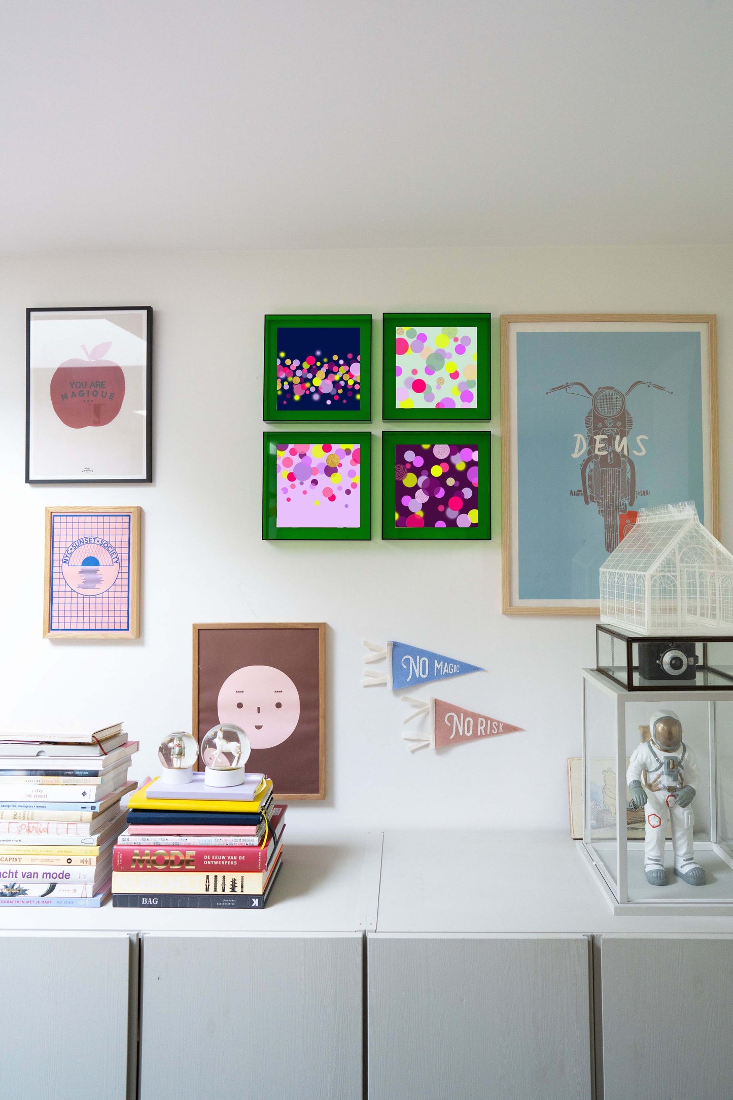 Confetti mintgroen met neon stippen