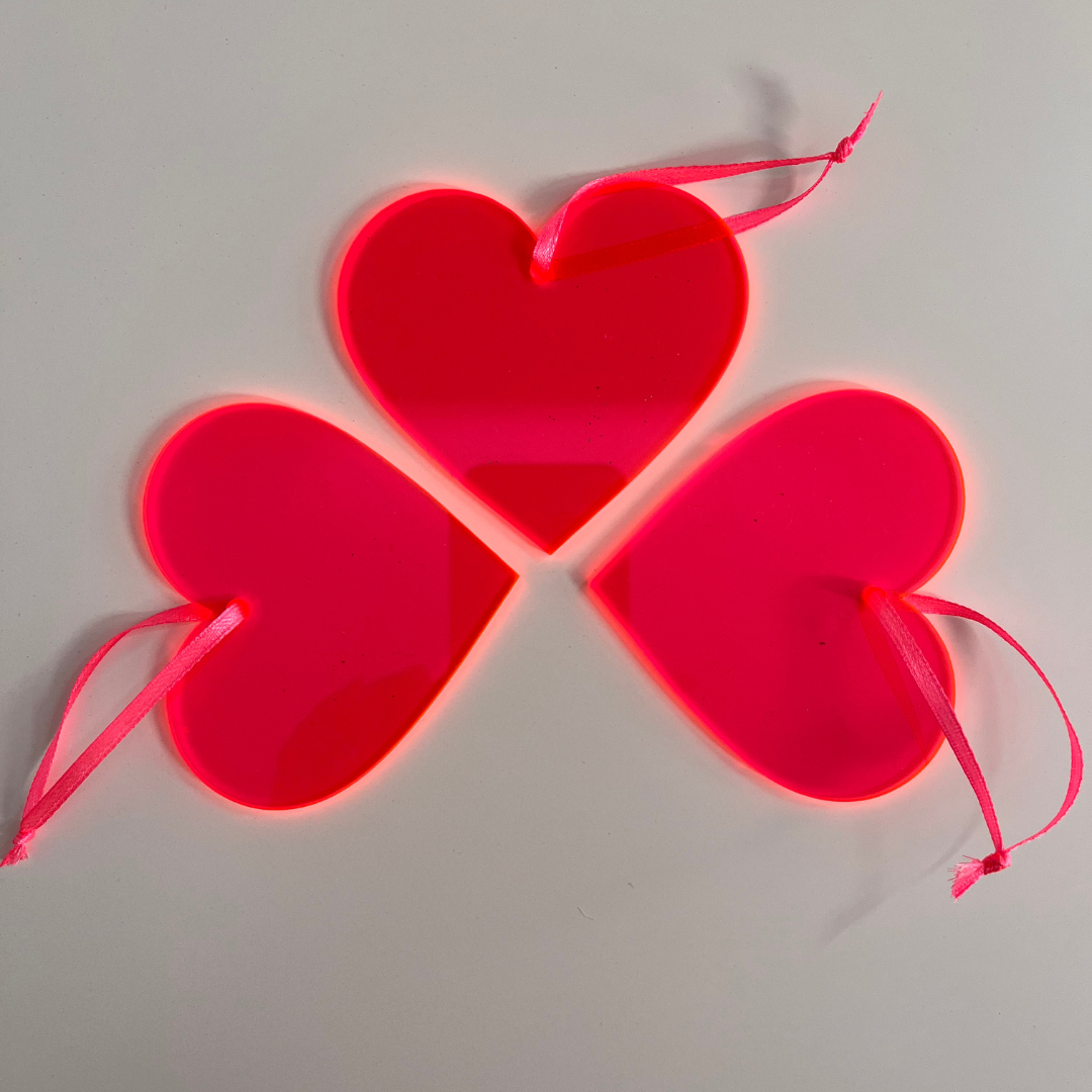 Kerstornament Hart Neon Roze (3 stuks)