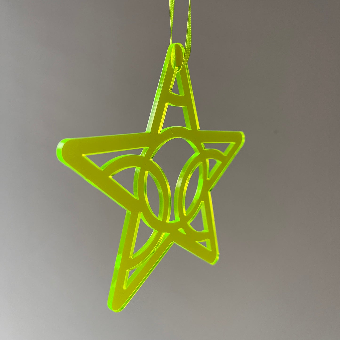 Kerstornament Ster Neon Geel (3 stuks)