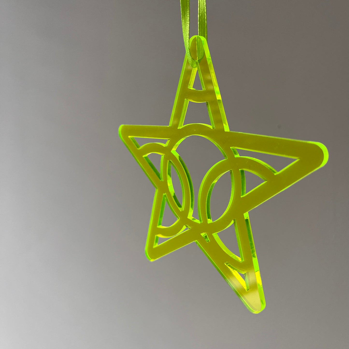 Kerstornament Ster Neon Geel (3 stuks)
