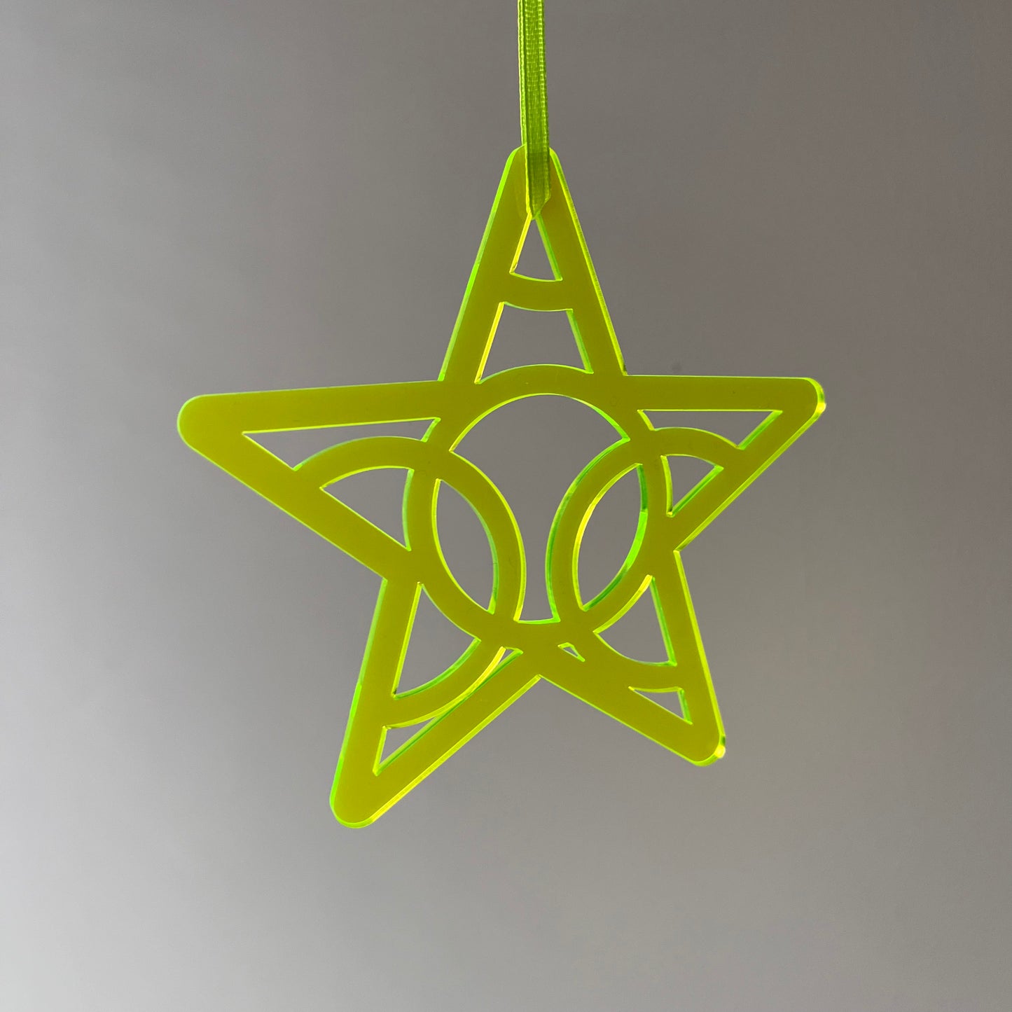 Kerstornament Ster Neon Geel (3 stuks)