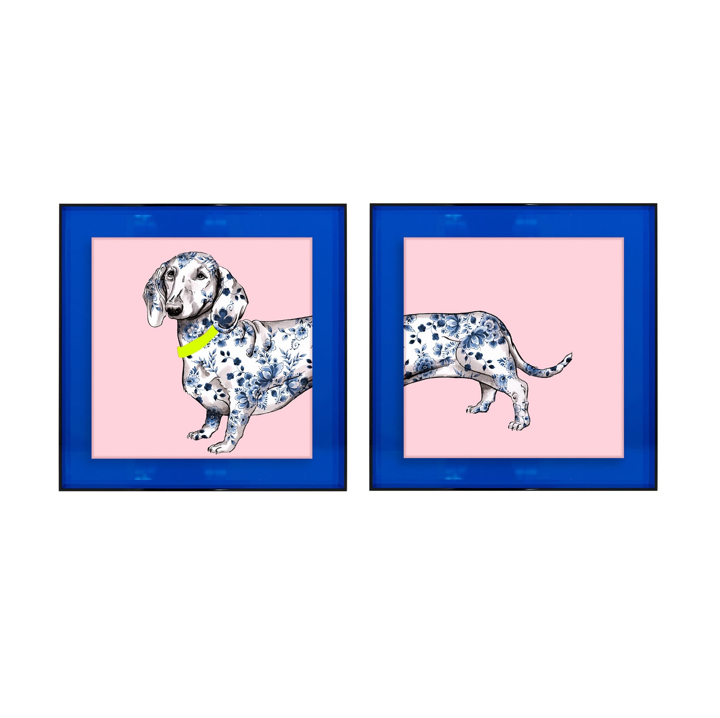 Te-e-eckel Delftsblauw op roze achtergrond