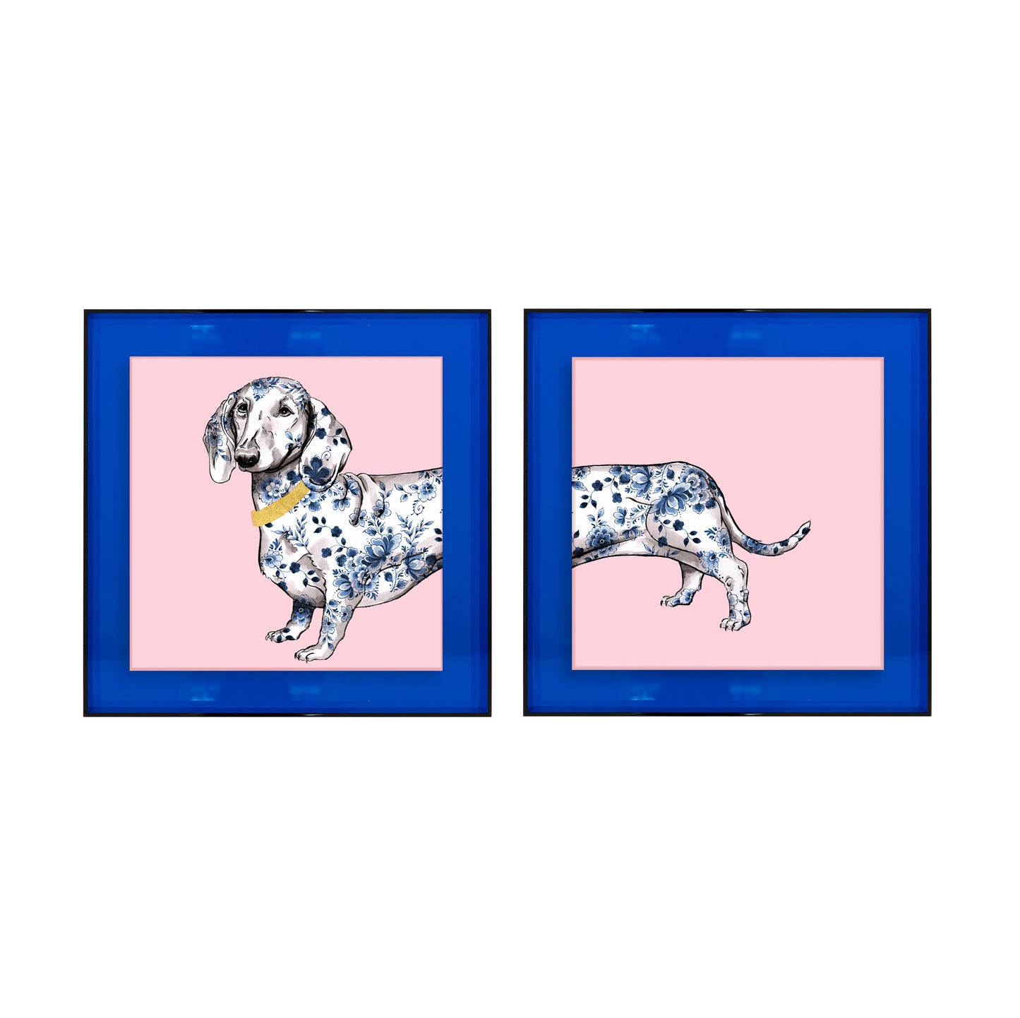 Te-e-eckel Delftsblauw op roze achtergrond
