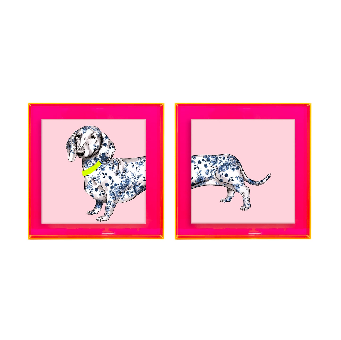 Te-e-eckel Delftsblauw op roze achtergrond