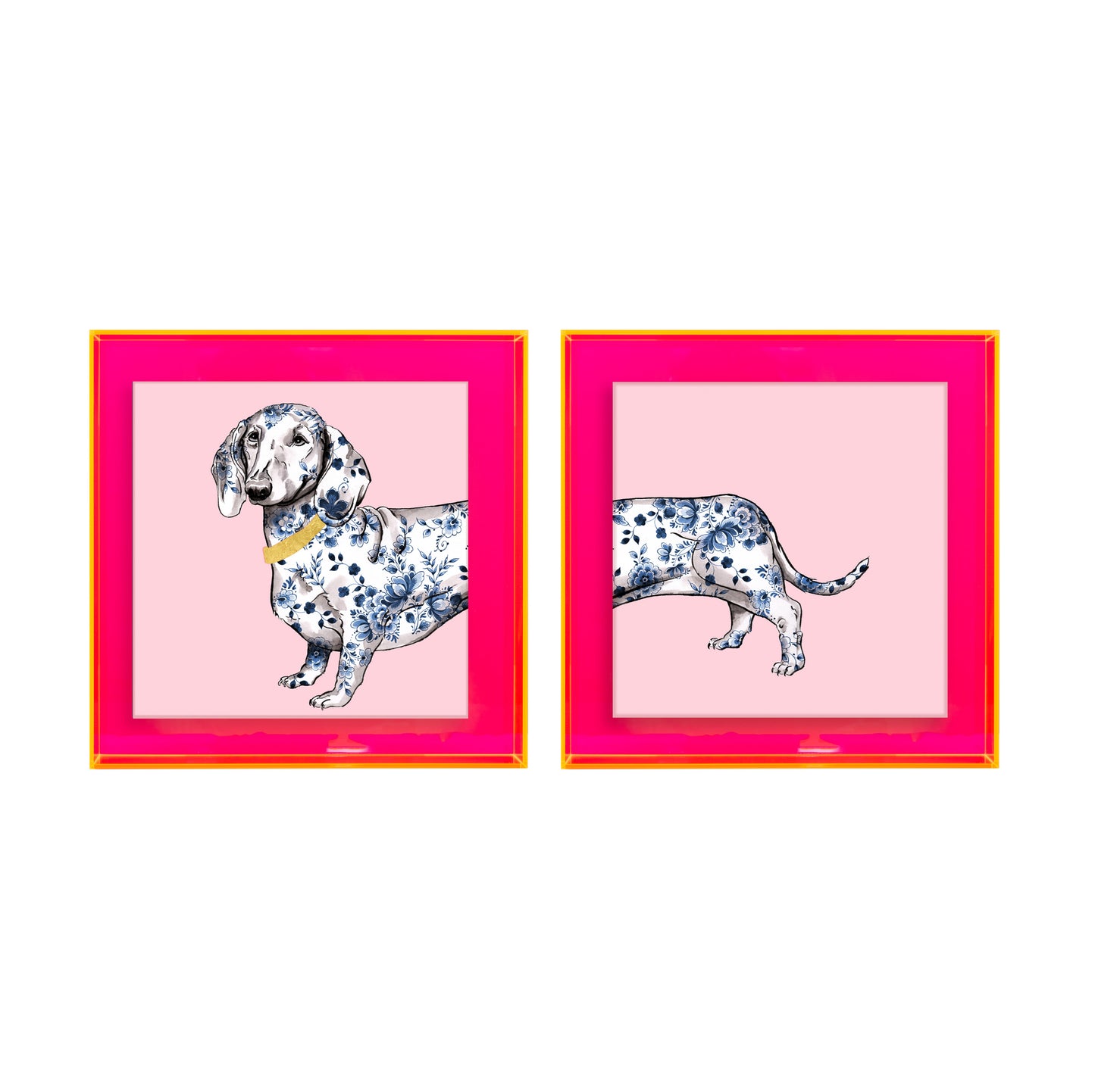 Te-e-eckel Delftsblauw op roze achtergrond