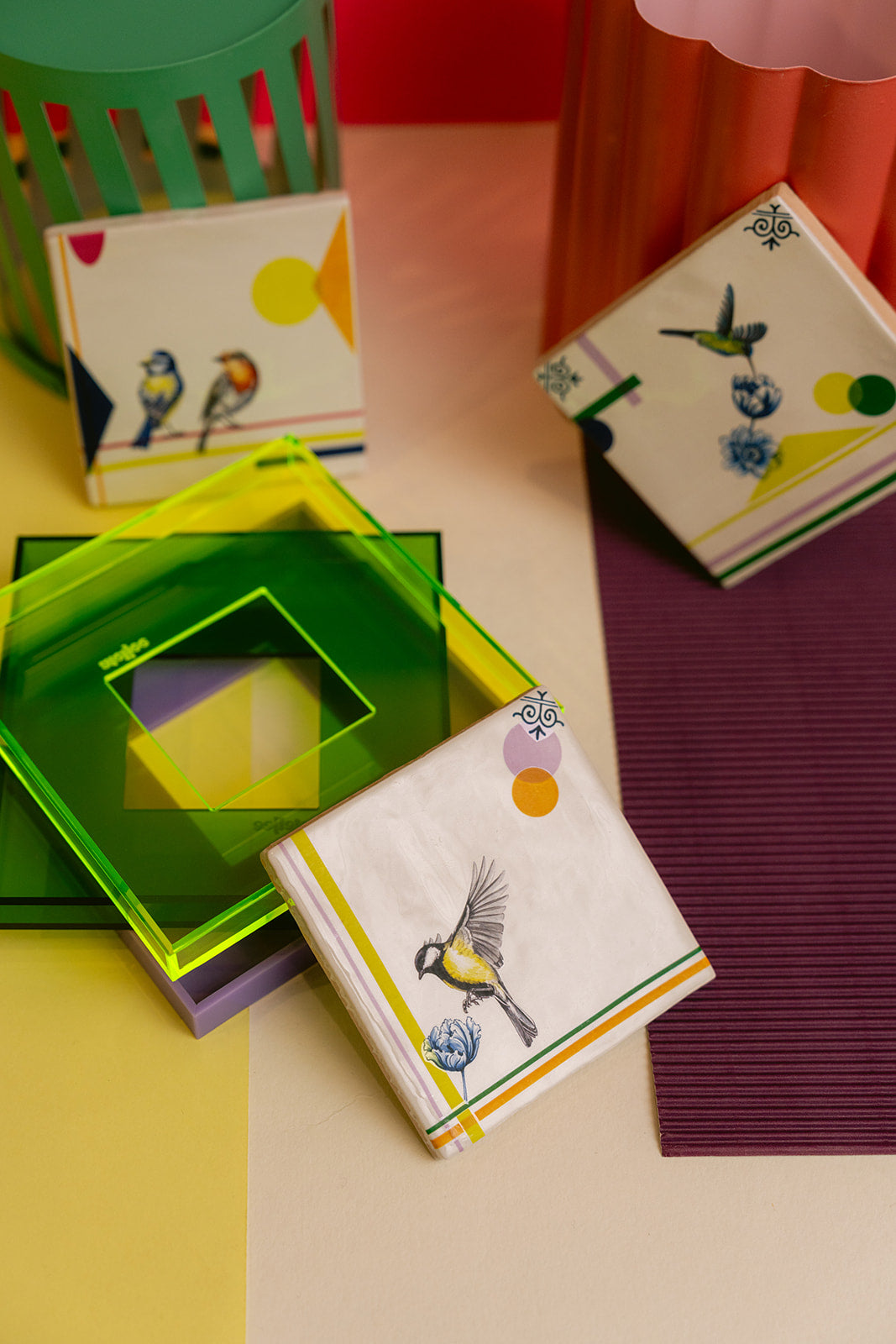 DIY tegel met lijstje klassieke vogels