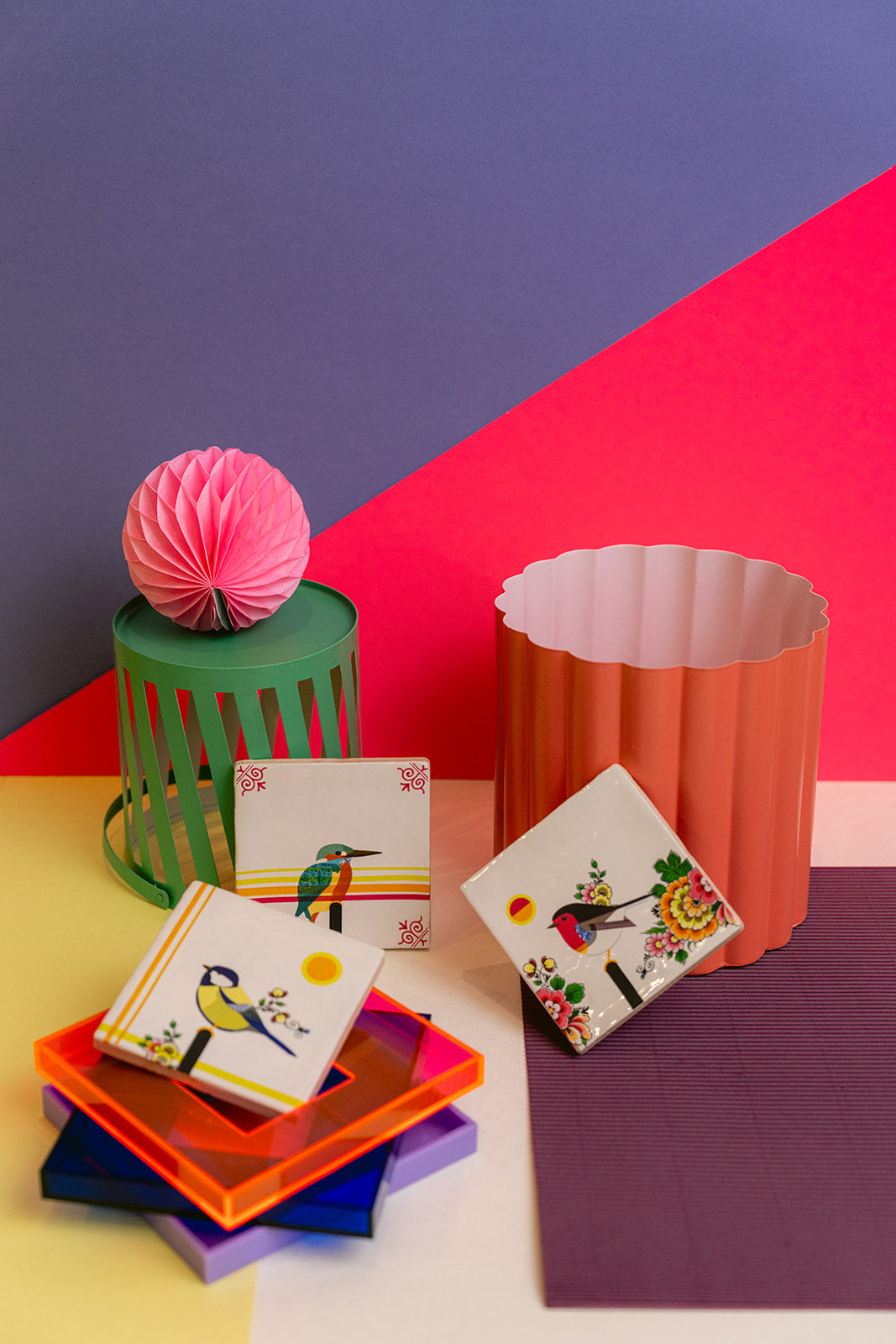 DIY tegel met lijstje moderne vogels