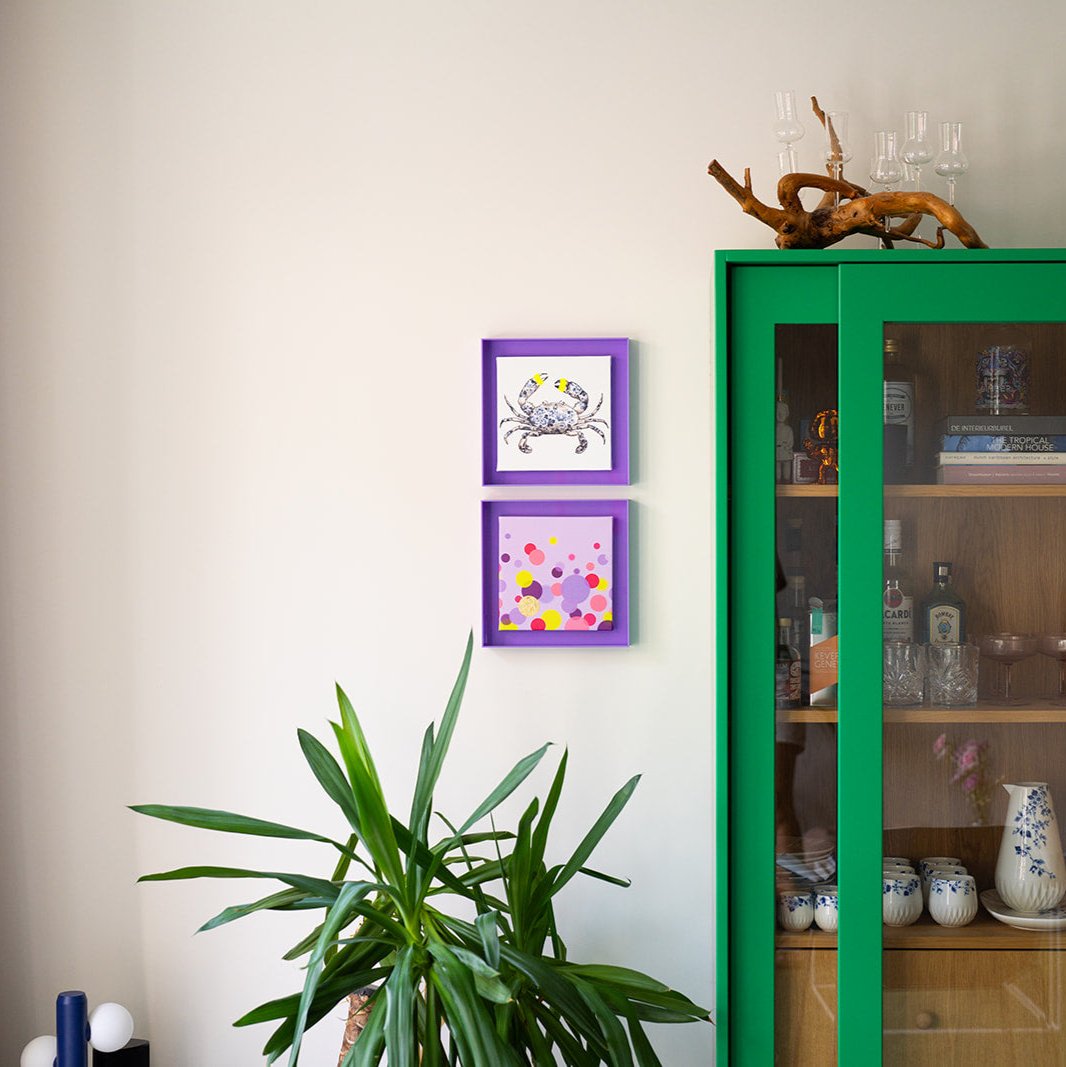 Holy crab wit in lila lijst en confetti lila in lila lijst