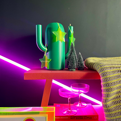 Kerstornament Ster Neon Geel (3 stuks)
