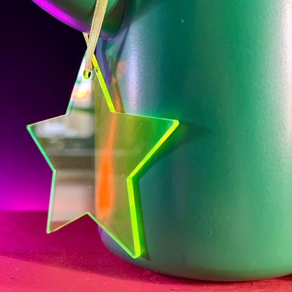 Kerstornament Ster Neon Geel (3 stuks)