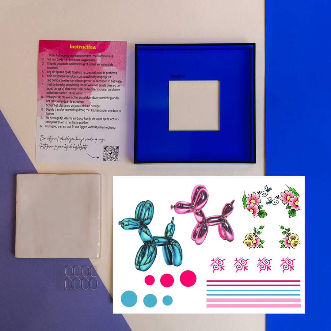 DIY tegel met lijstje Balloon Dog