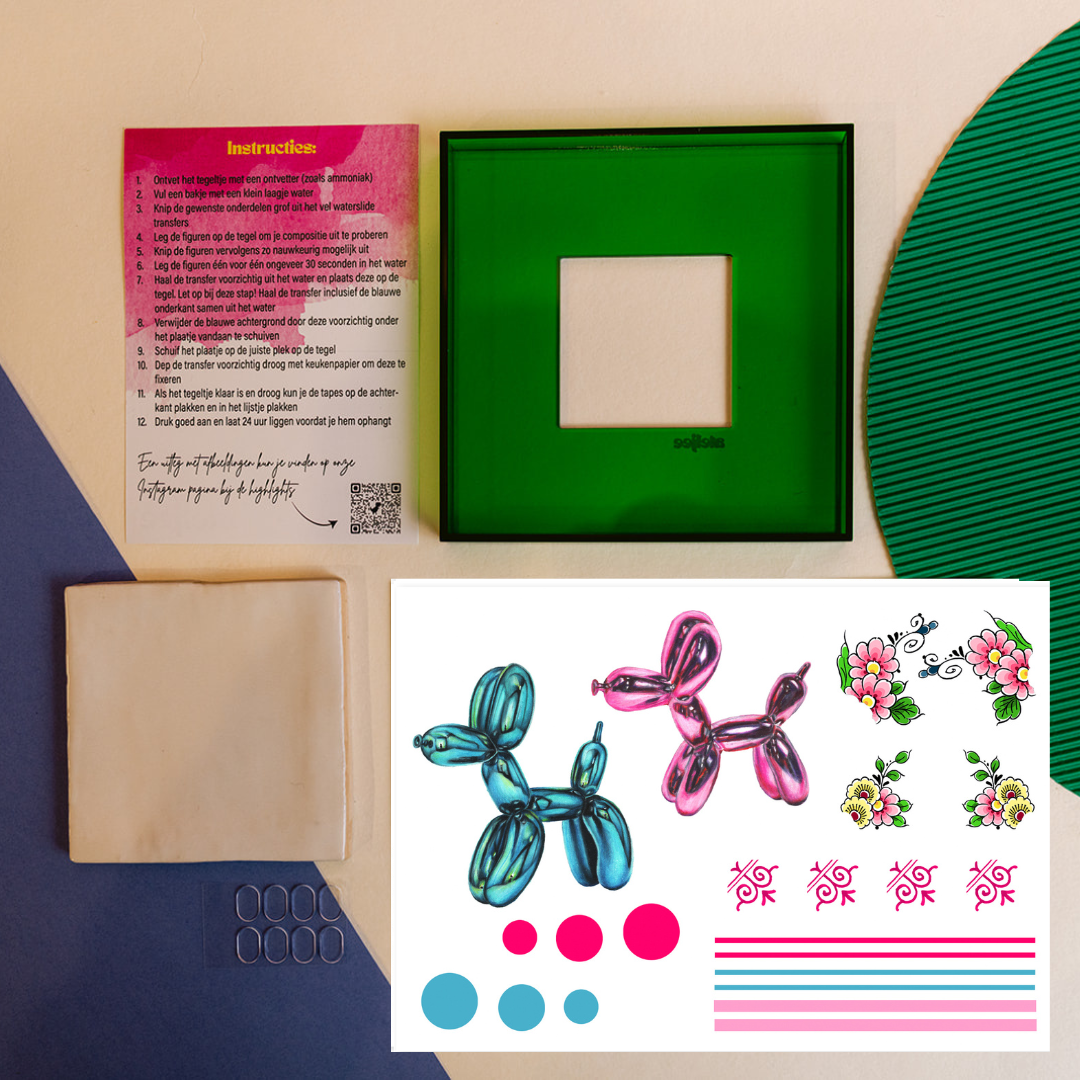 DIY tegel met lijstje Balloon Dog