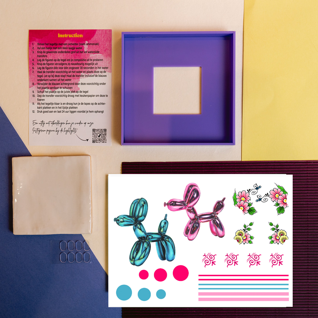 DIY tegel met lijstje Balloon Dog