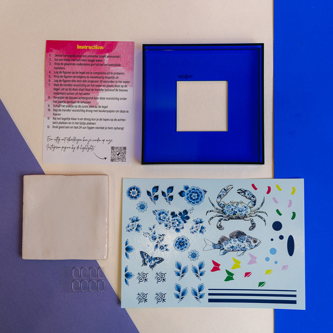 DIY tegel met lijstje Delfts Blauw