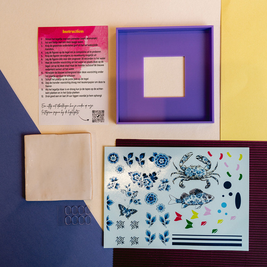 DIY tegel met lijstje Delfts Blauw