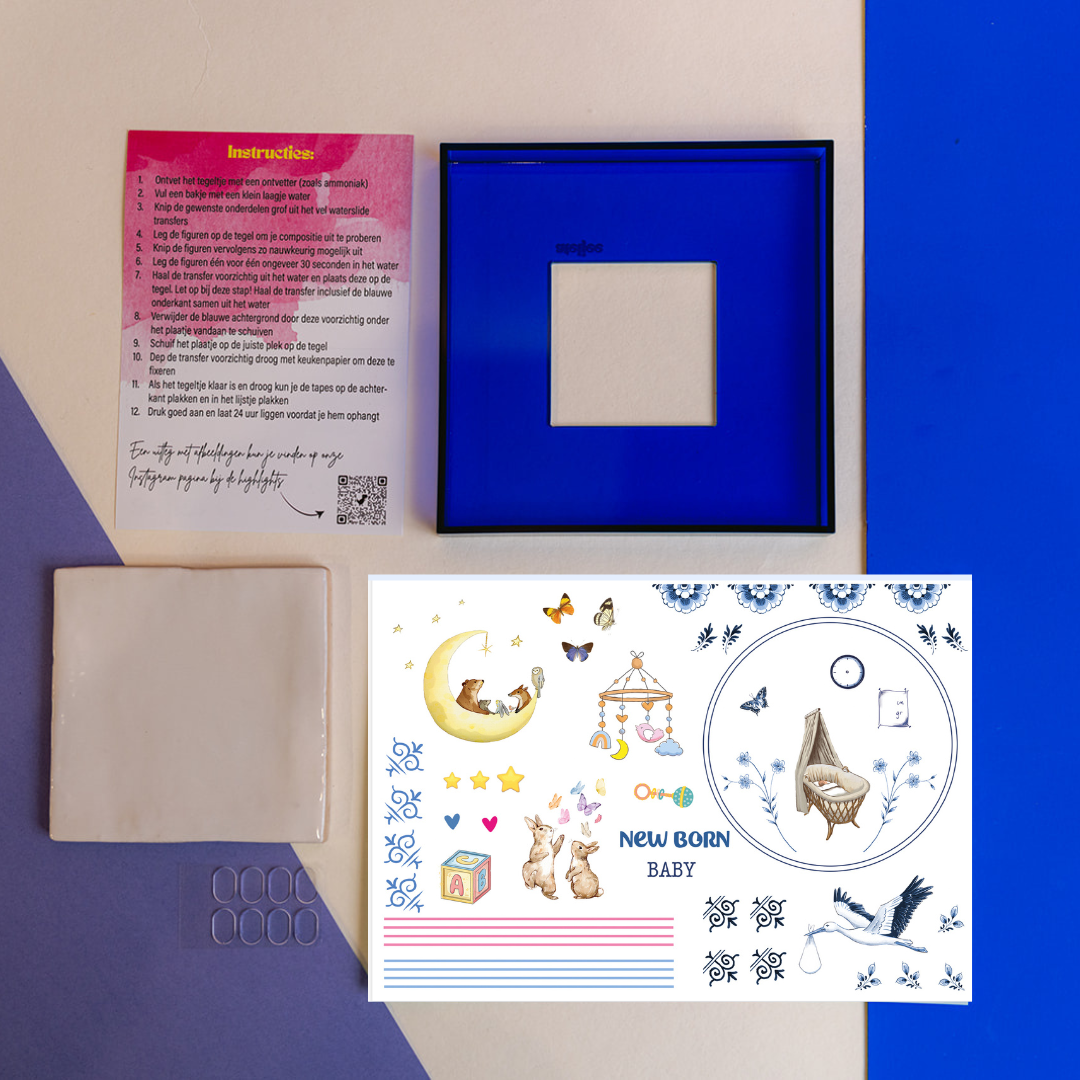 DIY tegel met lijstje Geboorte