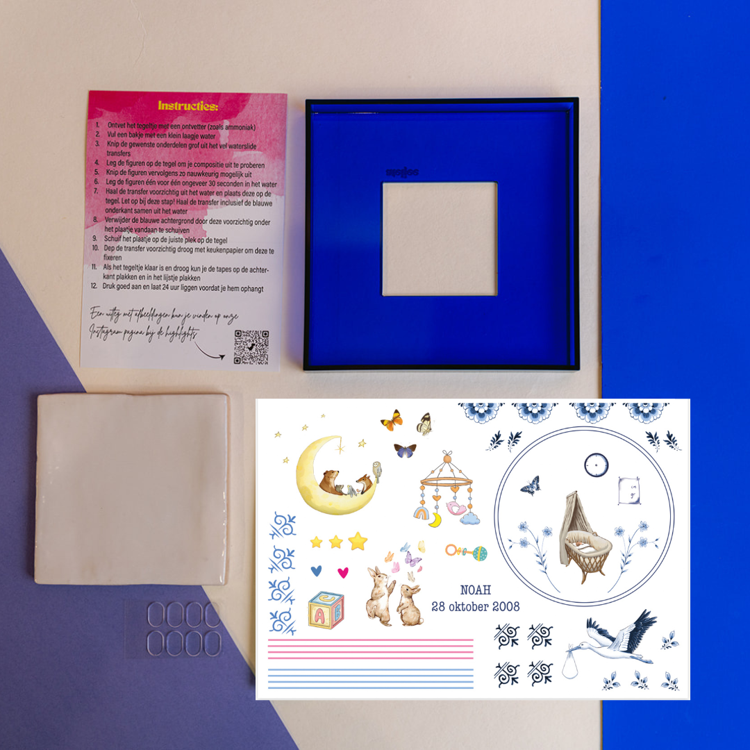 DIY tegel met lijstje Geboorte