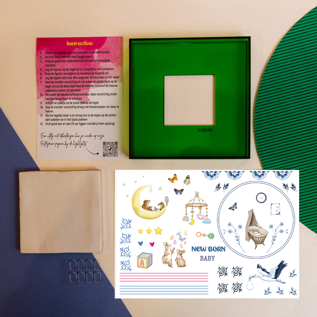 DIY tegel met lijstje Geboorte