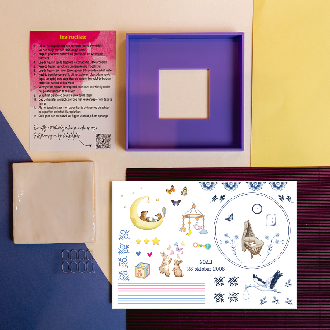 DIY tegel met lijstje Geboorte