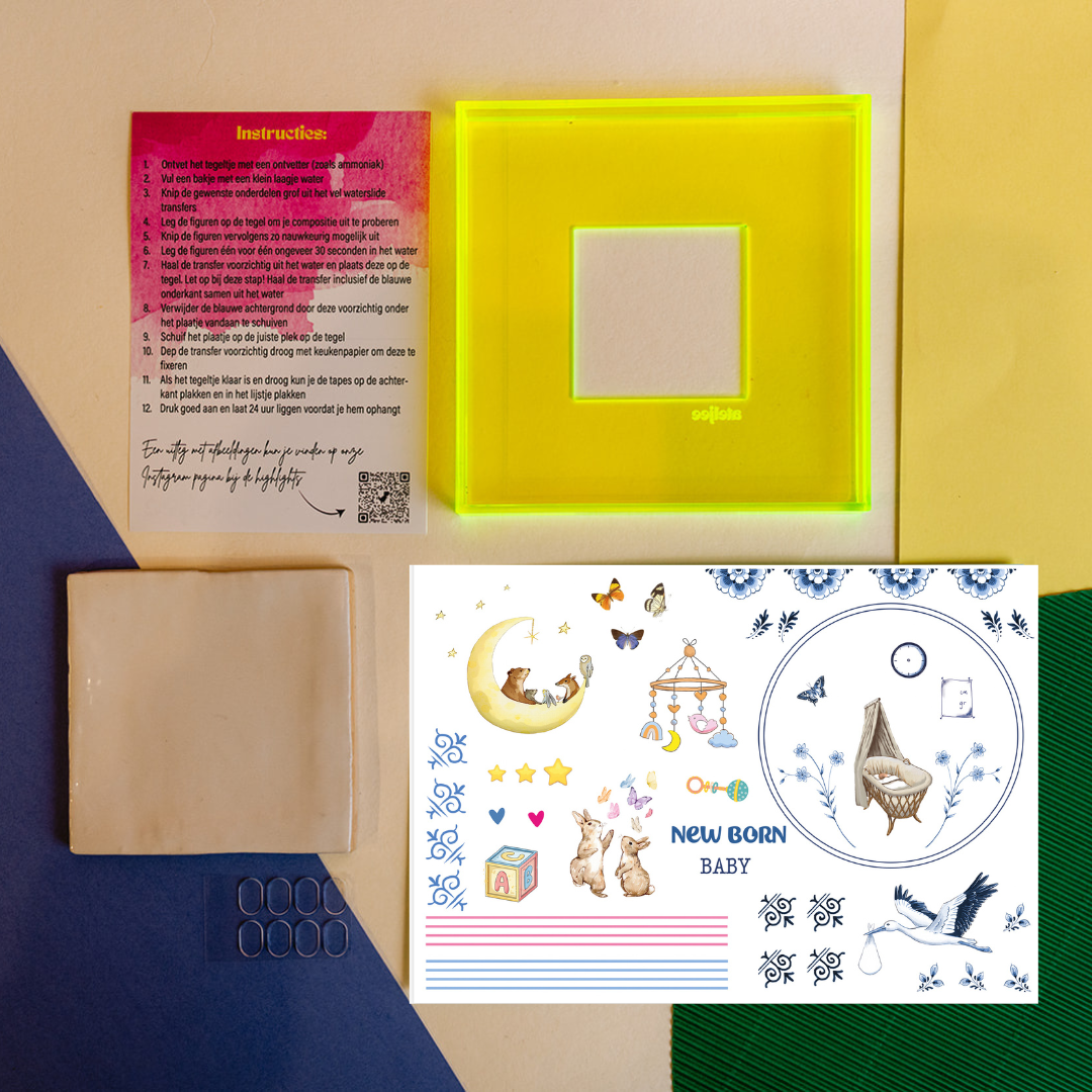 DIY tegel met lijstje Geboorte