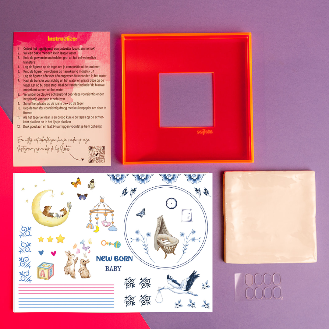 DIY tegel met lijstje Geboorte