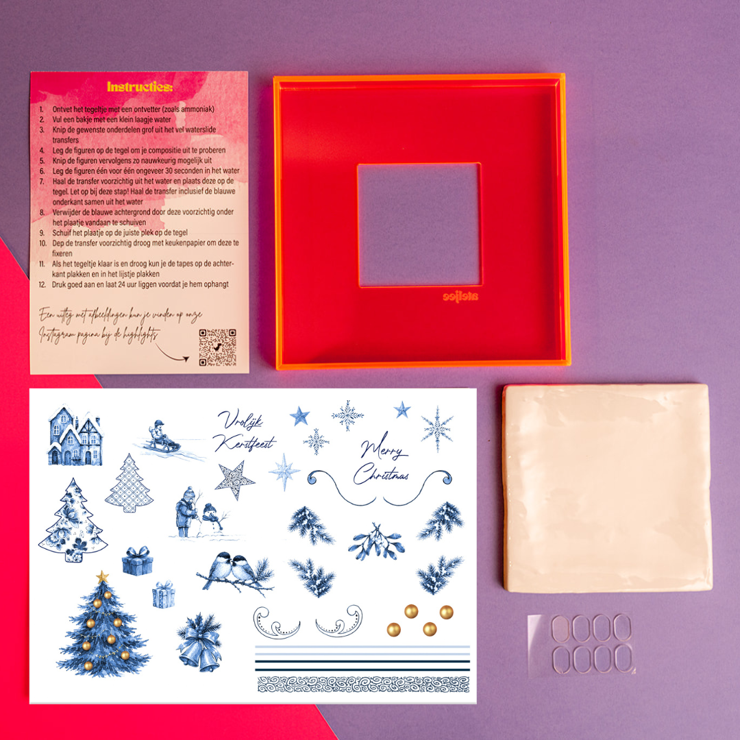 DIY tegel met lijstje kerst