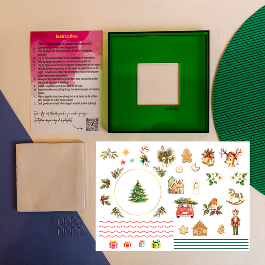 DIY tegel met lijstje Kerst kleur