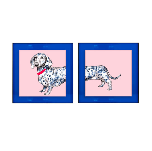 Te-e-eckel Delftsblauw op roze achtergrond