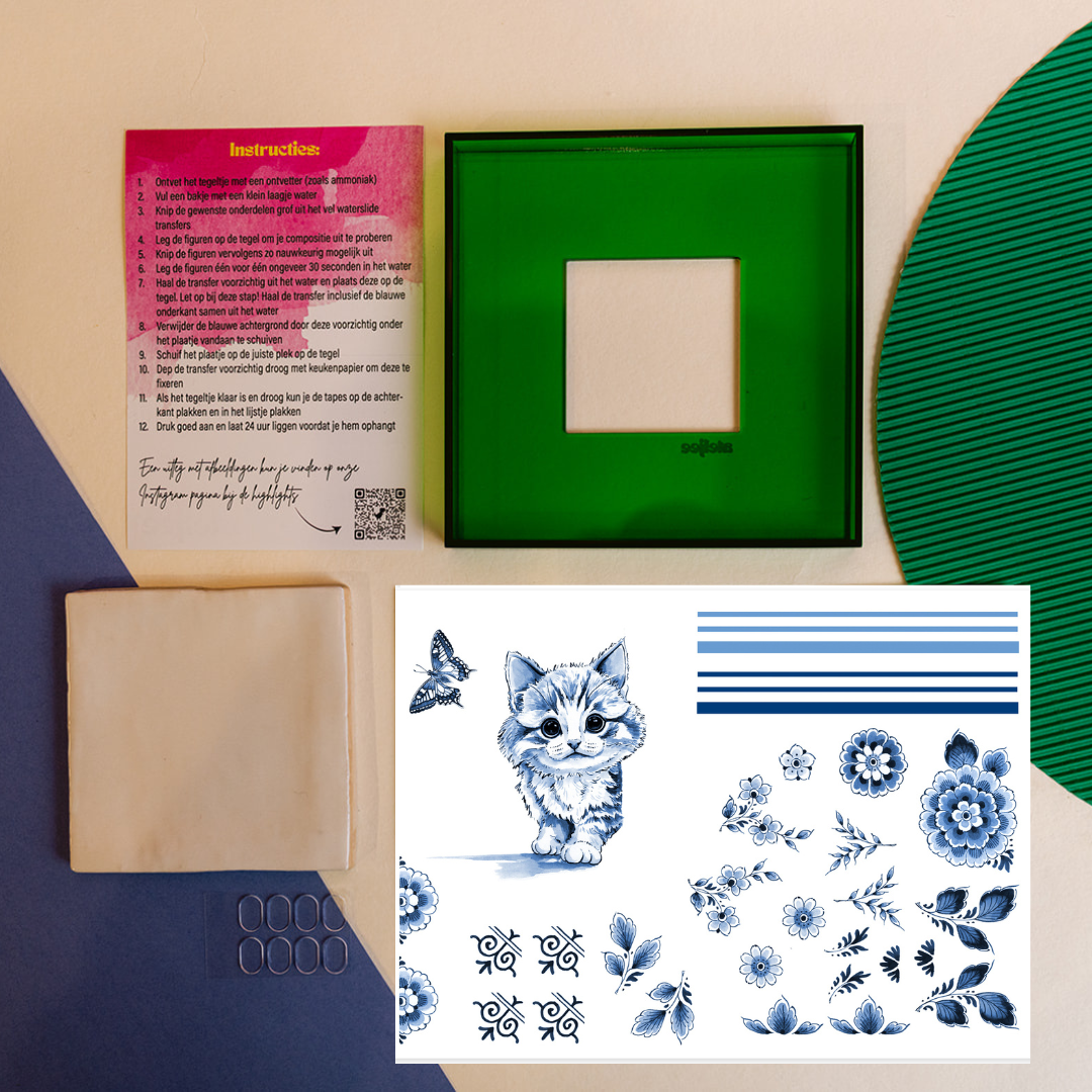 DIY tegel met lijstje Poes