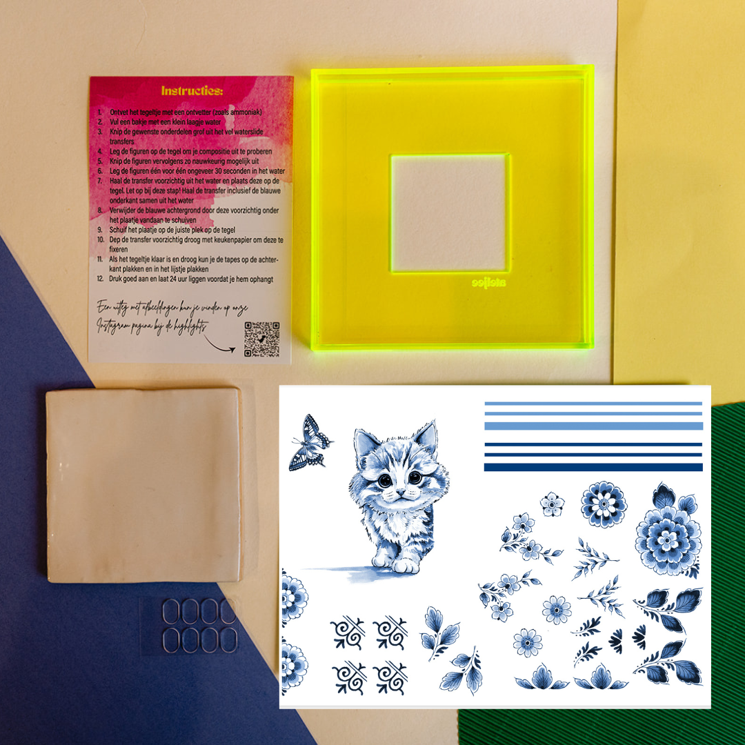 DIY tegel met lijstje Poes