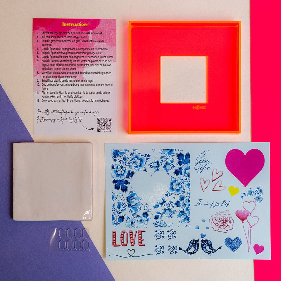 DIY tegel met lijstje Valentijn