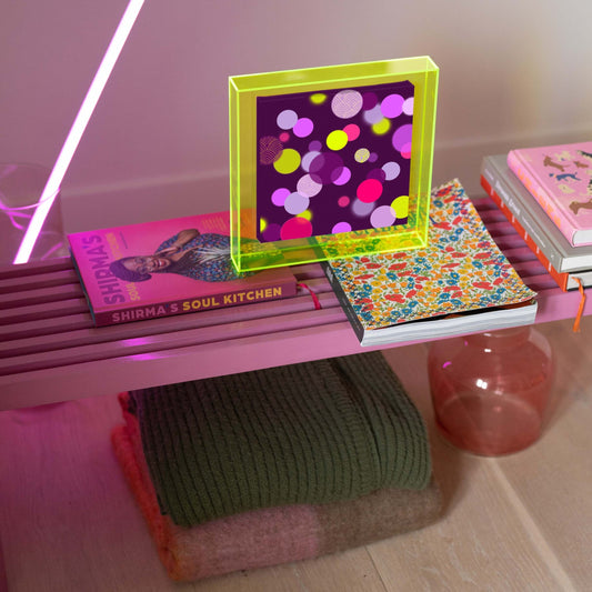 Confetti paars met neon stippen